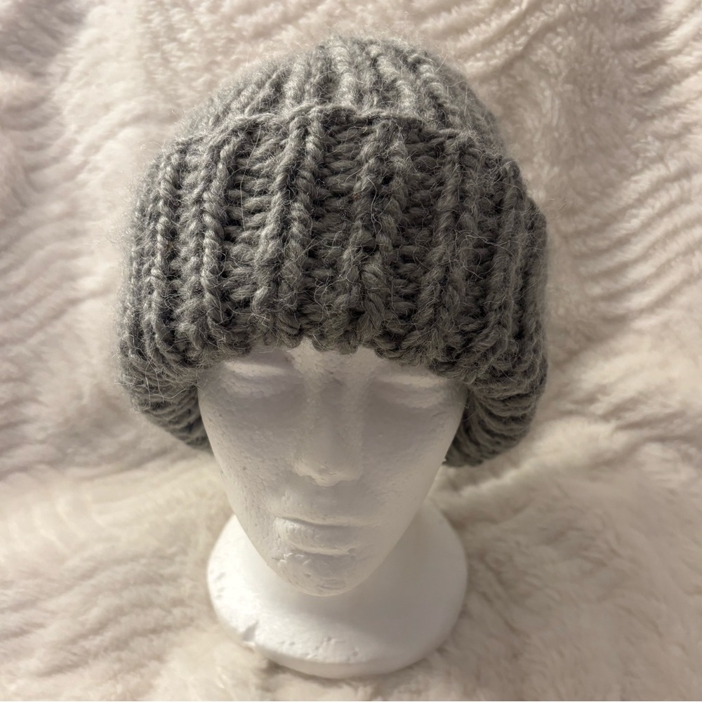 Grey Chunky Hand Knit Beanie